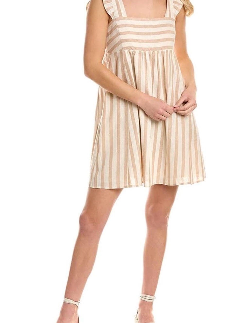 Draper James Beige and Cream Striped mini babydoll dress size M
